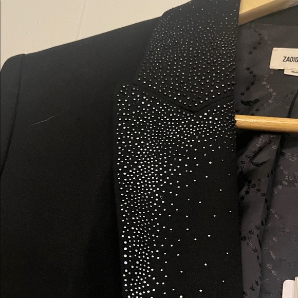 Zadig & Voltaire Black Blazer with Glitter Detail on collar size 40 about a 8-10 - Picture 8 of 14